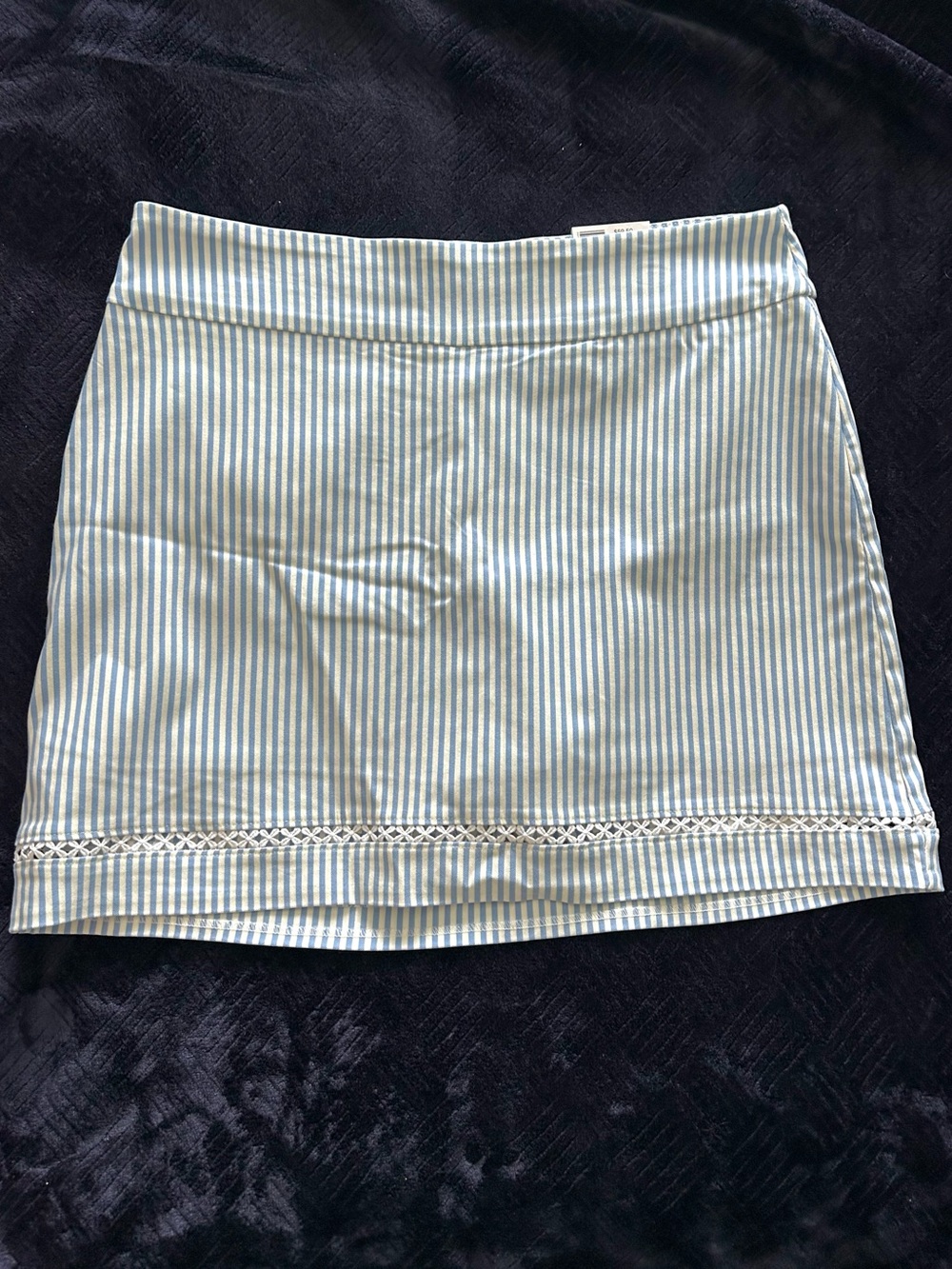 crown & ivy Light Blue and White Striped Mini Skirt